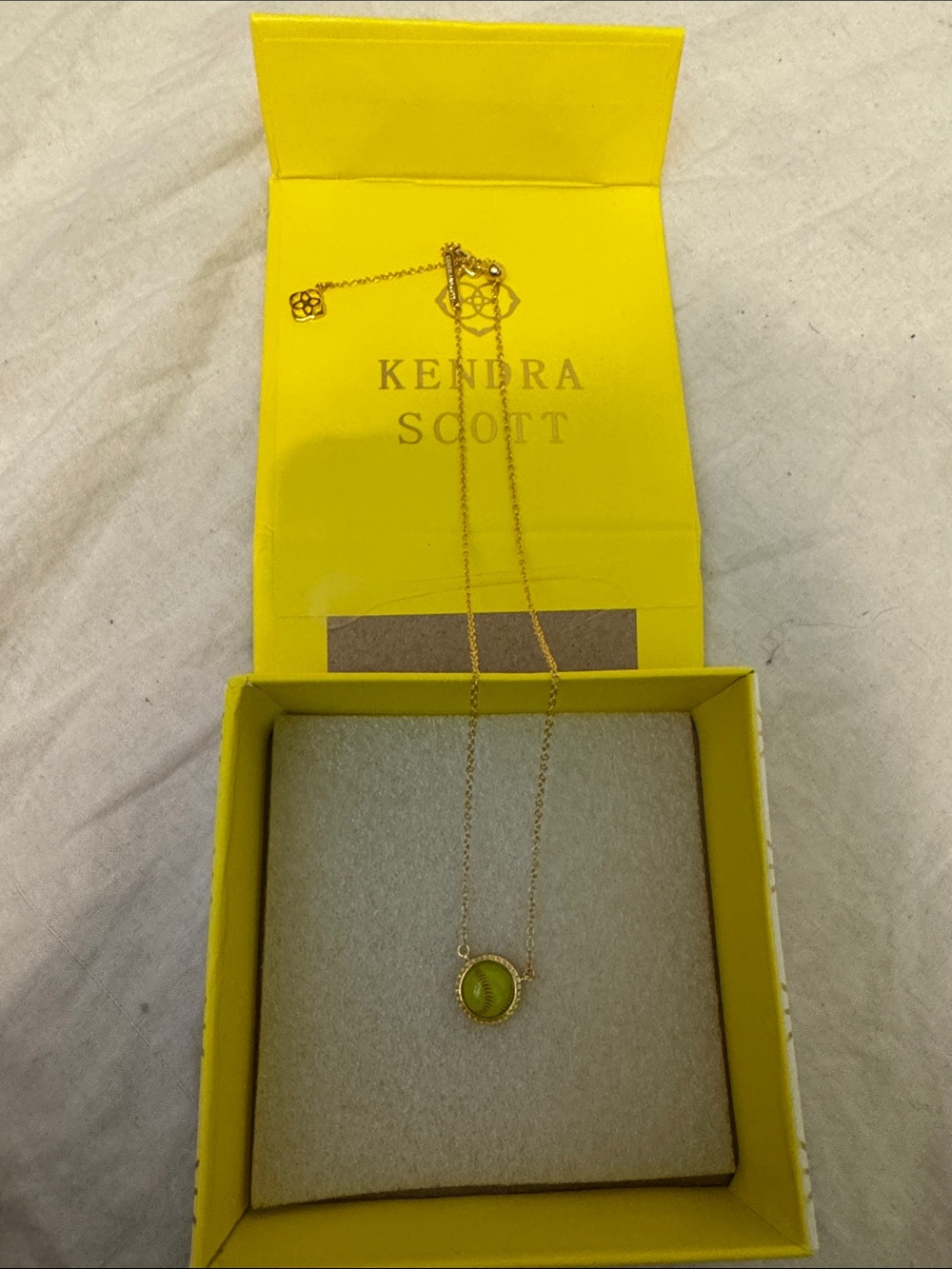 Kendra Scott Gold Necklace with baseball Pendant